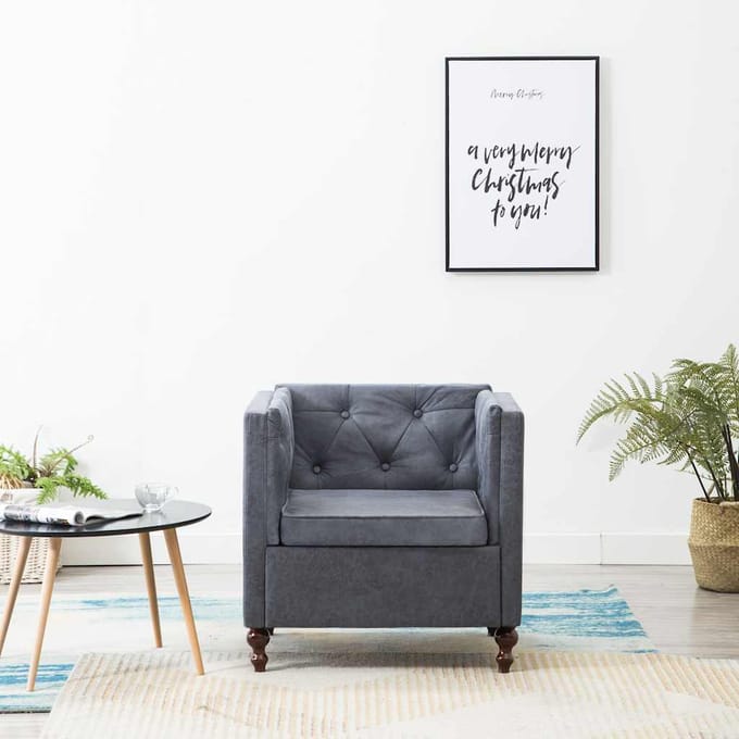 vidaXL - Fauteuil - stof - grijs