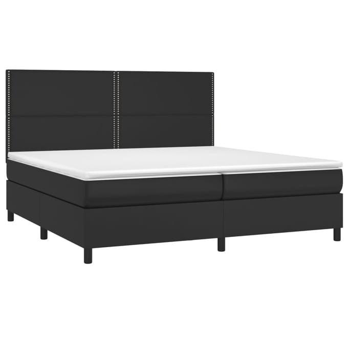 vidaXL - Boxspring - met - matras - en - LED - kunstleer - zwart - 200x200 - cm