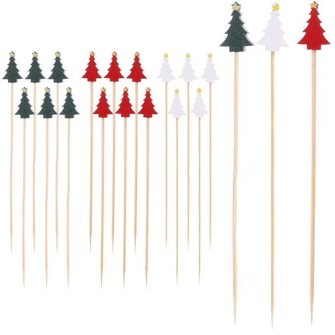 Cocktailprikker Bamboe Kerstboom 13 cm 20 stuks - Cocktail Prikker - Snack Spiesjes