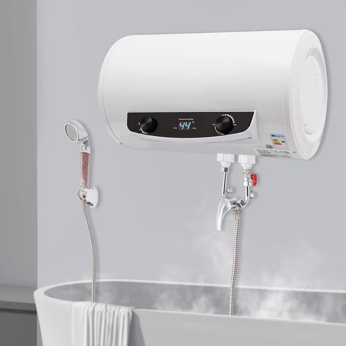 Elektrische Boiler - Warmwaterboiler - Comfortabel Douchen - Inclusief Kraan Douche - 38x67 cm - Wit