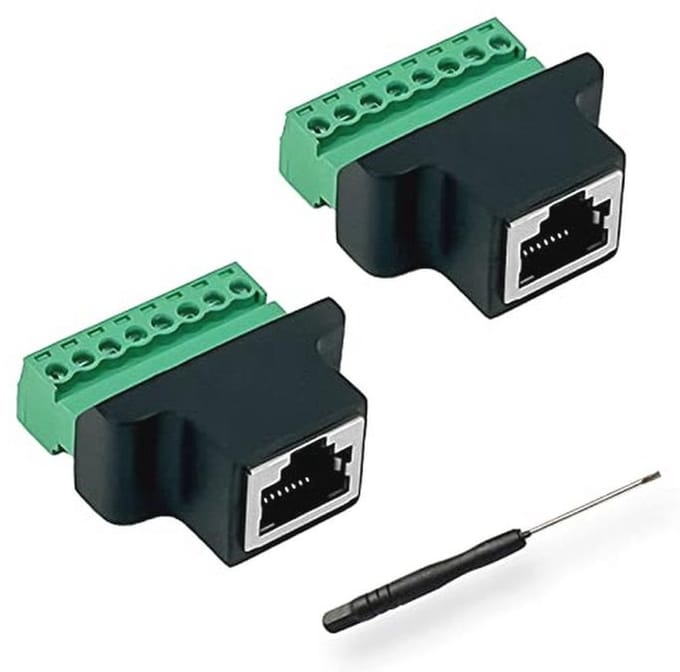 8-pins RJ45 adapter voor ethernet verbindingen