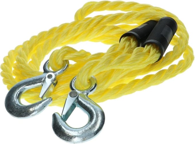 Sleepkabel Nylon - Sleepkabel Auto - Voertuigen Slepen - Inclusief Rits Tas - 3 meter - Chroom