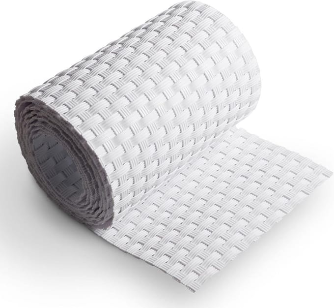 Witte Polyrattan Scheidingsstrips voor Dubbelstaafmat Hekwerk 19 cm Hoog