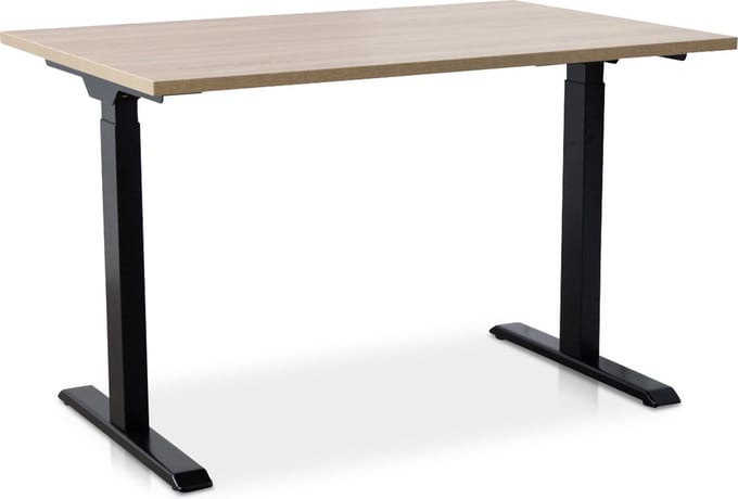 Zit-sta bureau snelslinger verstelbaar - MRC FAST FLEX | 120 x 80 cm | frame zwart - blad midden eiken