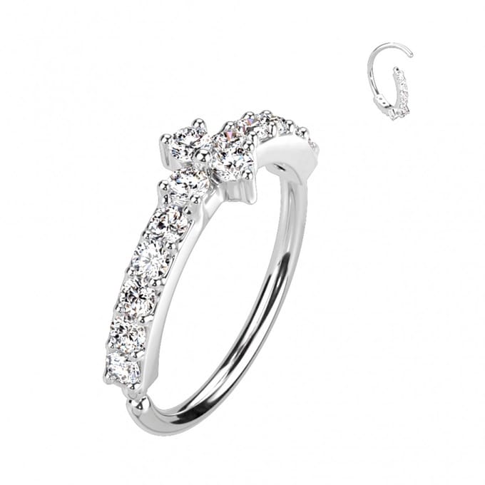 Piercing lined met center steen buigbare ring 0.8X8 - zilver - LMPiercings