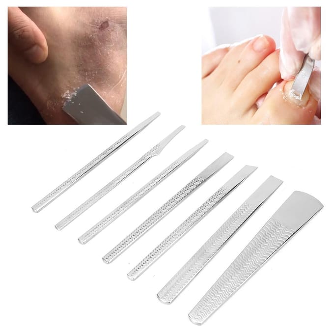 7 stuks Roestvrij Staal Dode Huid Voet Eelt Verwijderaar Eelt Schraper Pedicure Gereedschapsset white