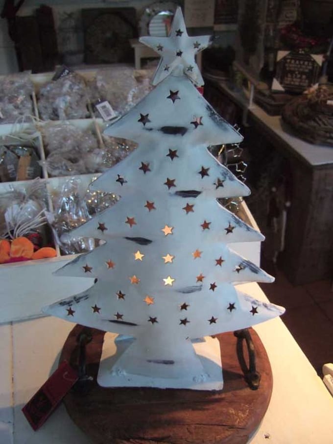 Witte Kerstboom antiek - kunst beeldje - H40cm