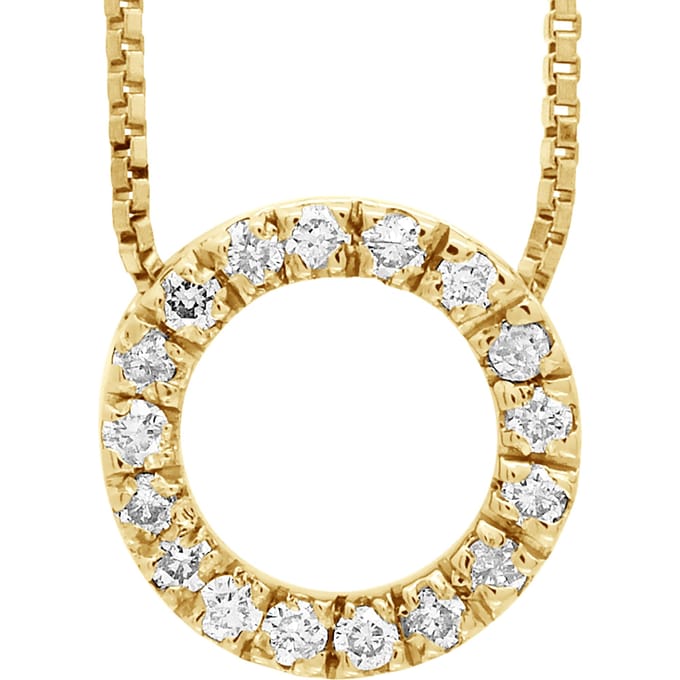 Circle halsketting Diamonds 0.080 Cts Yellow Gold