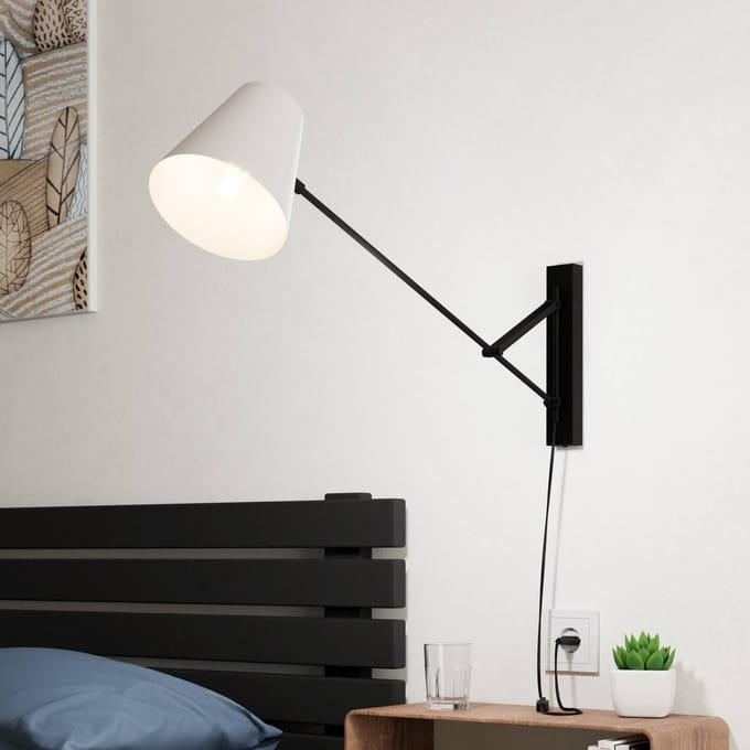 EGLO Forcadet Wandlamp - E27 - 40,5 cm - Zwart|Grijs - Staal