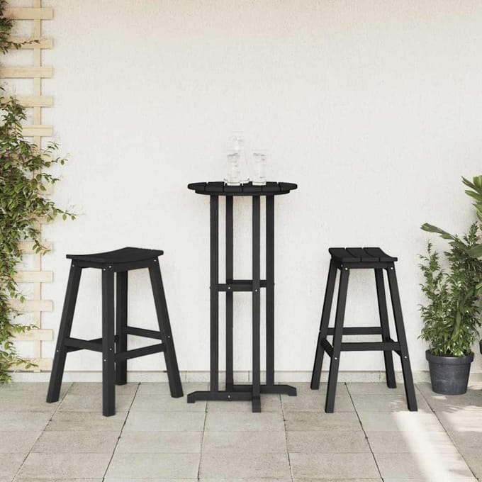 vidaXL - Barkruk - 2 - st - Zwart - 52 - x - 43 - x - 73,5 - cm - HDPE