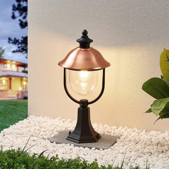 Lindby - Sokkellamp - 1licht - Aluminium, koper, kunststof - H: 52.5 cm - E27 - zwart, koper