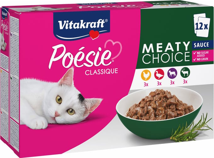 Vitakraft Poésie Classic Sauce Mixpakket - 96 x 85 g - Saus (Kip, Eend, Lam, Wild)