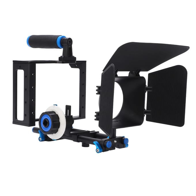 Aluminium DSLR Camera Camcorder Video Cage Rig Kit Filmsysteem met Follow Focus black