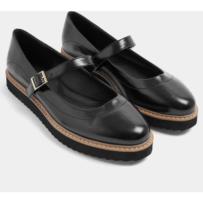 Yours Zwarte Mary Janes Van Imitatieleer In Brede Epasvormsize 42E
