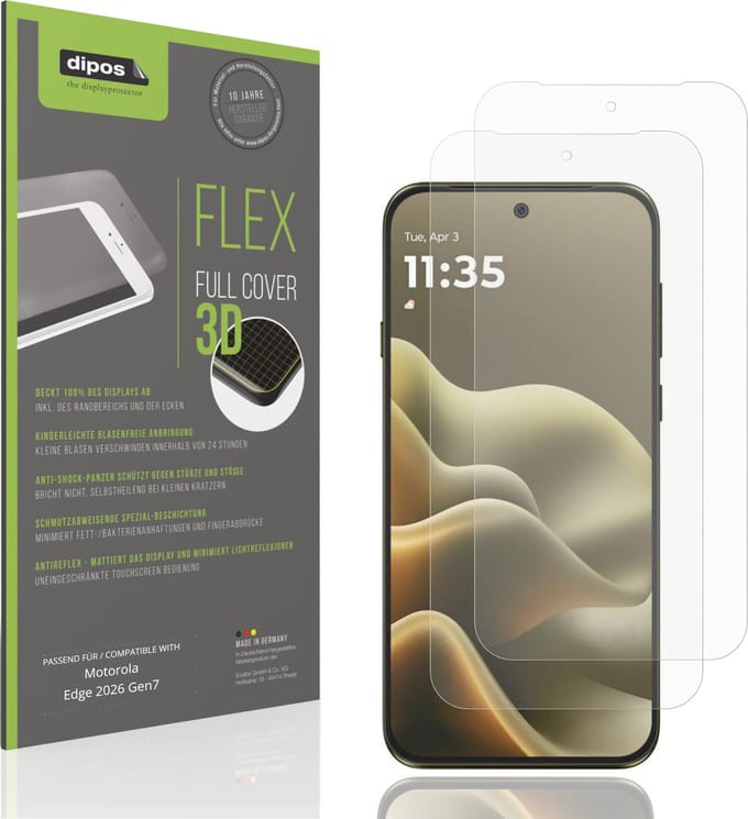 dipos FLEX – 2x Matte Screenprotector geschikt voor Motorola Edge 2026 Gen7 | Volledige Schermbescherming | Case-Friendly