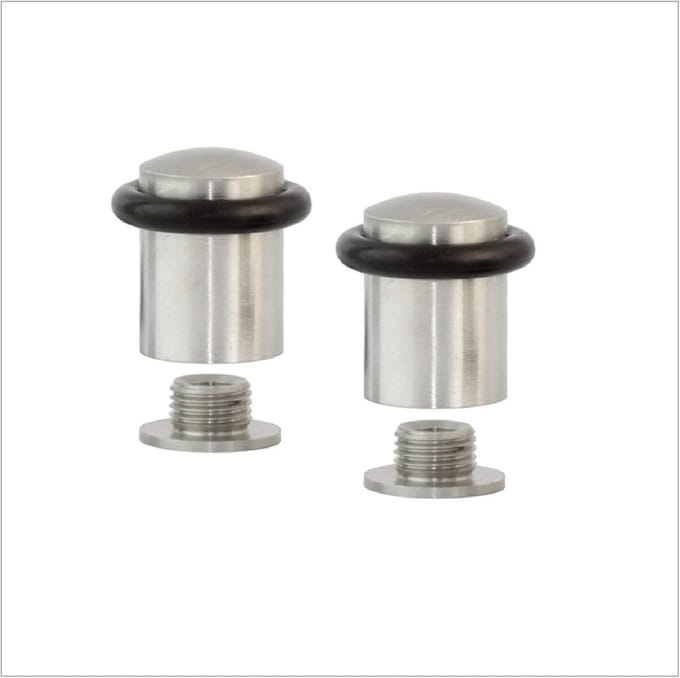 Set van 2 Deurstopper Deurstopper Zwart Siliconen Rubber RVS Schroefbevestiging