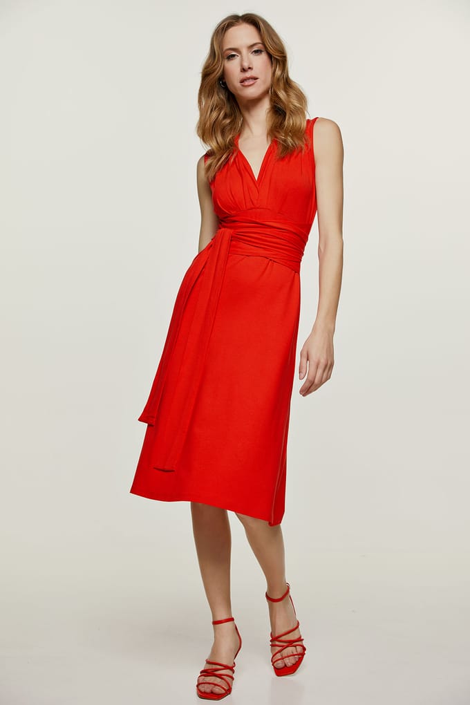 Mouwloze Empire Line-jurk in rood