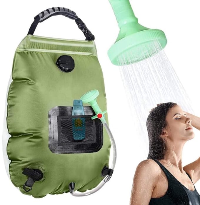 RezReady Draagbare Campingdouche – 20L Zonne-energie Douchezak voor Buiten