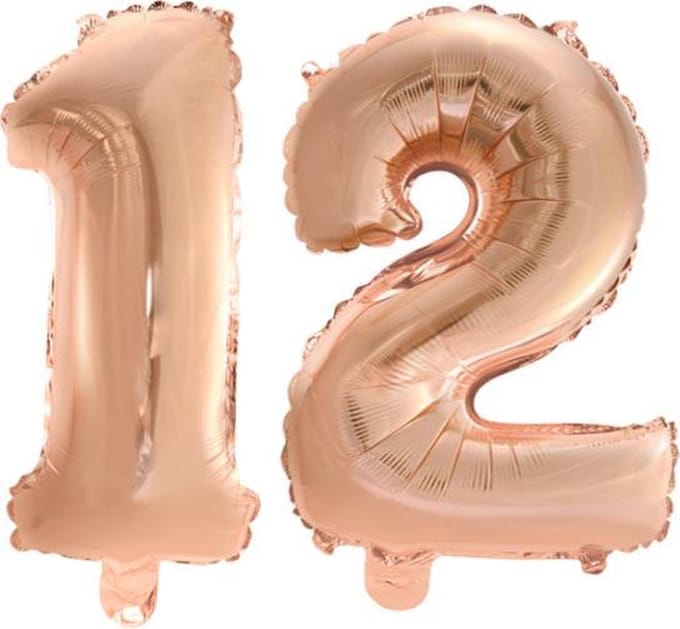 Folieballon nr. 12 Rosé Rosé Goud 41cm