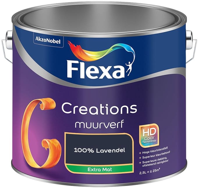 Flexa - Creations Muurverf Extra Mat - 100% Lavendel - Mengverf - 2,5 L