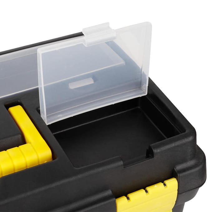 G-559-3 Groot Medium Plastic Gereedschapskist Afsluitbaar Verwijderbare Opbergdoos Gereedschapskoffer Black yellow