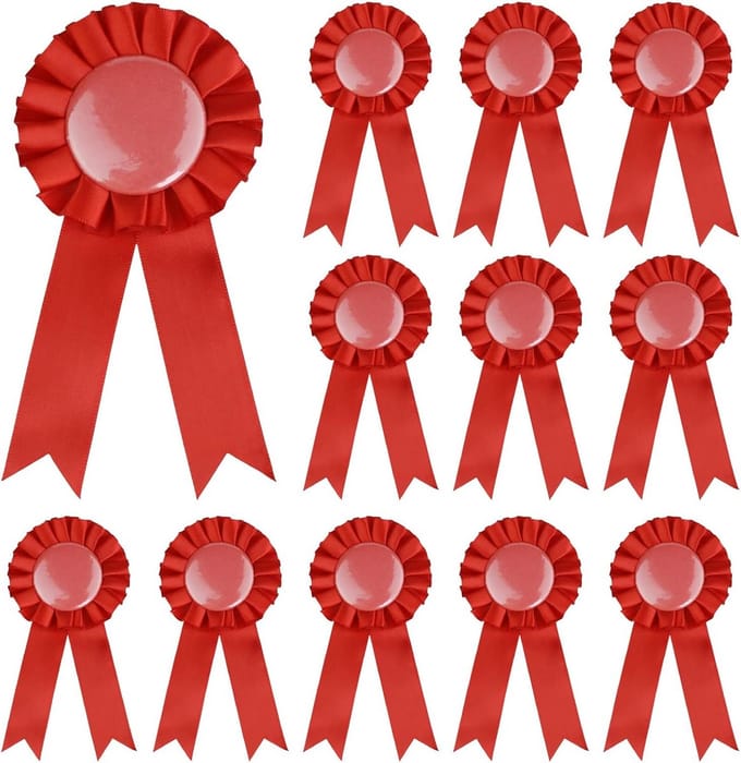 12 Stuks Blanco Awardlinten voor 1e, 2e en 3e Plaats Rozetten