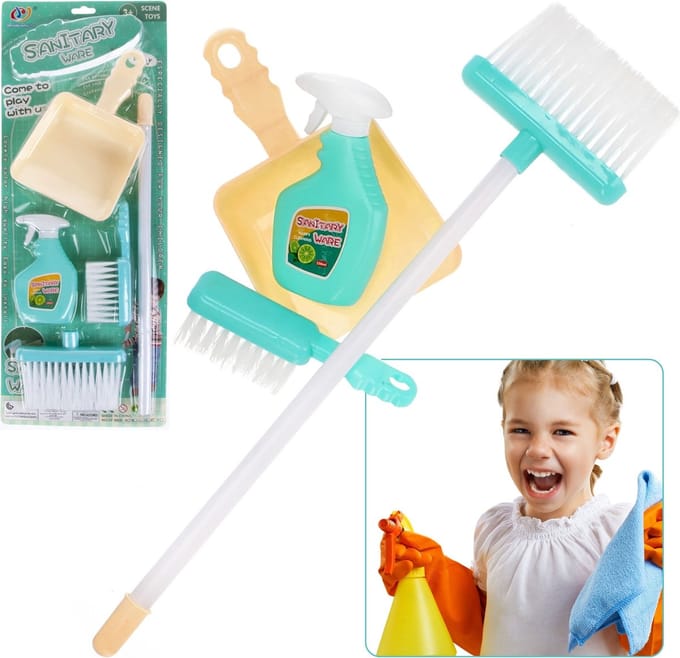 SCHOONMAAKSET VOOR KINDEREN - Bezem, stoffer, veger, vloeibaar 3+