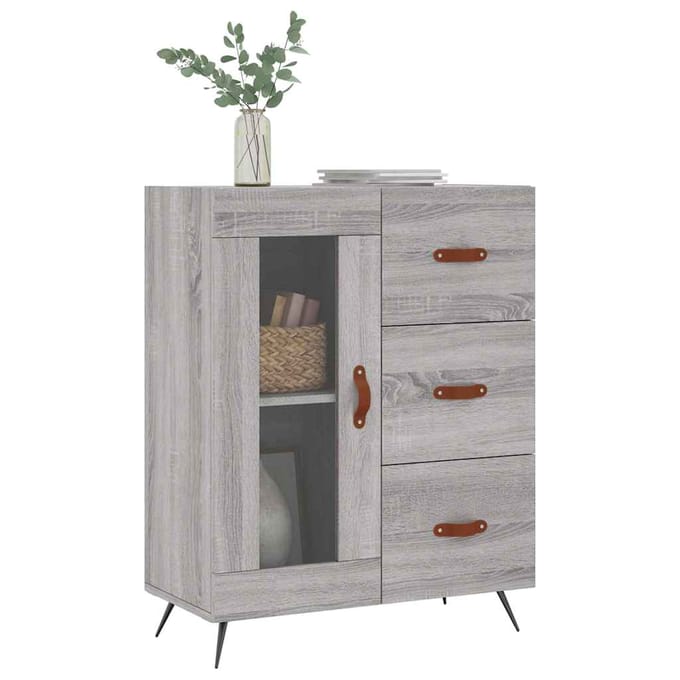 vidaXL - Dressoir - 69,5x34x90 - cm - bewerkt - hout - grijs - sonoma - eikenkleurig
