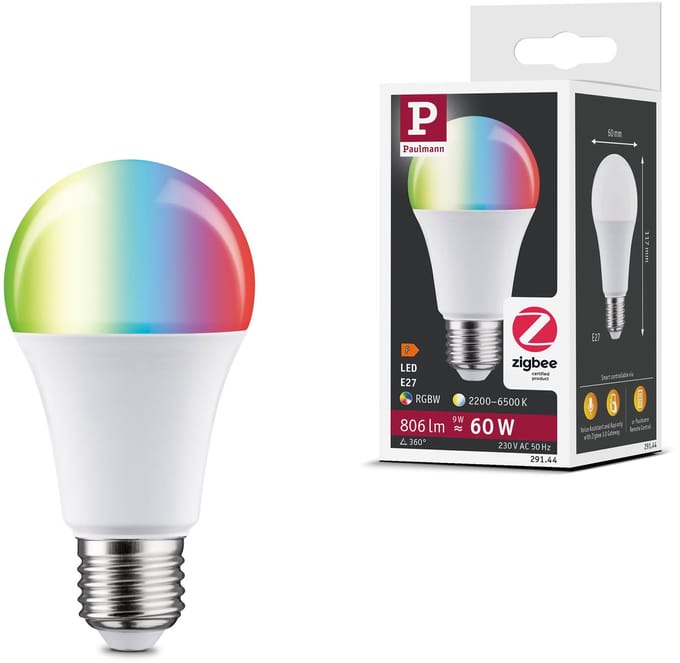 Standaard 230 V Smart Home Zigbee 3.0 LED-gloeilamp E27 806lm 9W RGBW+ dimbaar Mat