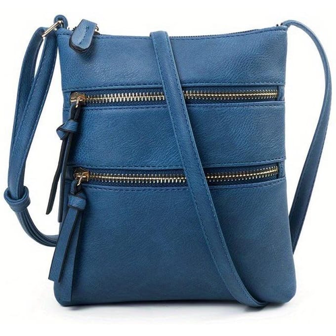 Kleine Crossbodytas met Meerdere Ritsen, Textuur Portemonnee Tas, Klassieke Veelzijdige Mode Schoudertas gray