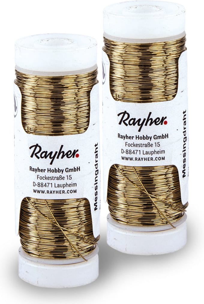 Rayher Bloemendraad of ijzerdraad - 2x - messing - 0.3 mm dik - 150 meter snoer - metaaldraad - bindmaterialen