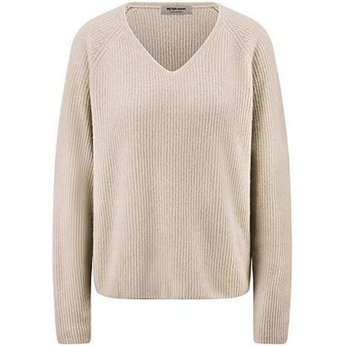Trui V-hals 100% kasjmier Van Peter Hahn beige