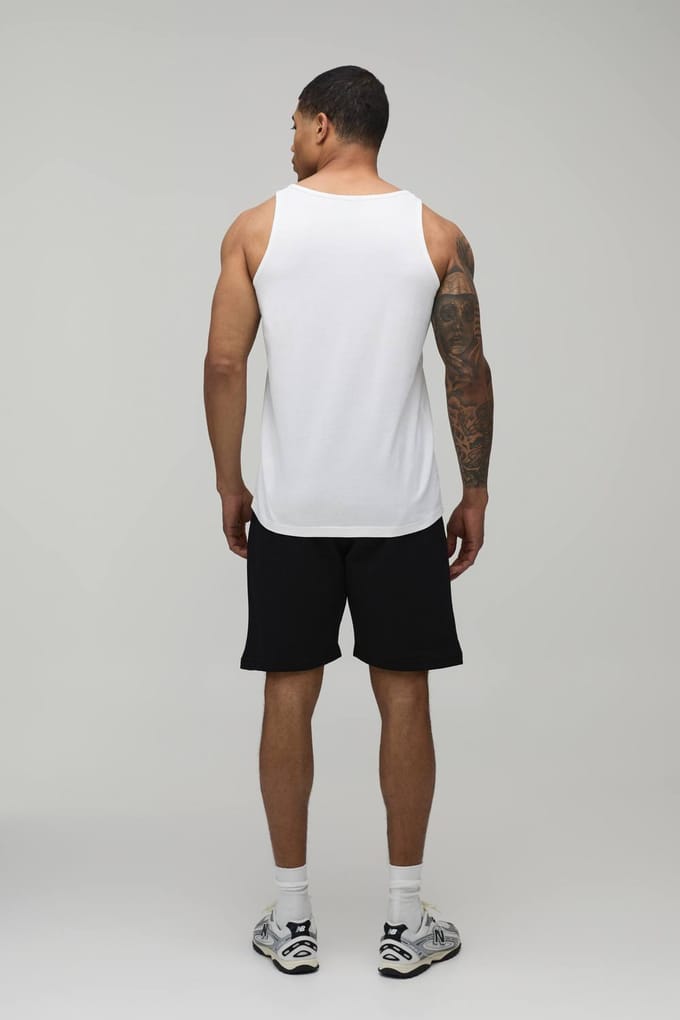 Regular Fit BM Signature Embroidered Essential Vest | White | Size Large