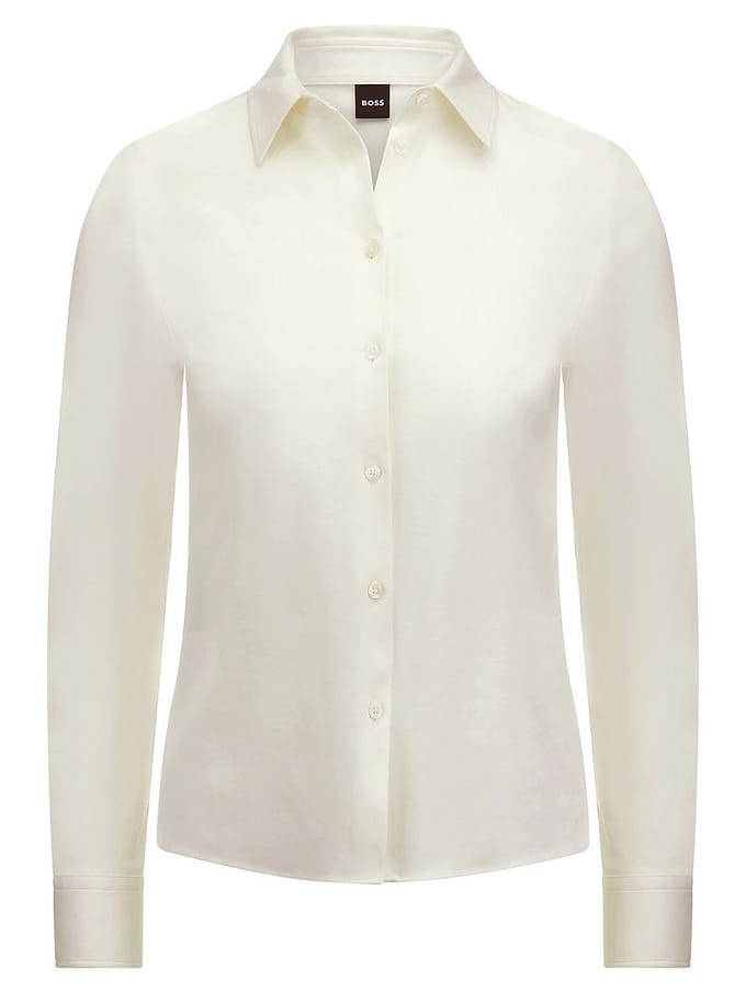 slim fit blouse met lange mouwen van puur katoen model 'BRONTA_TUESDAY'