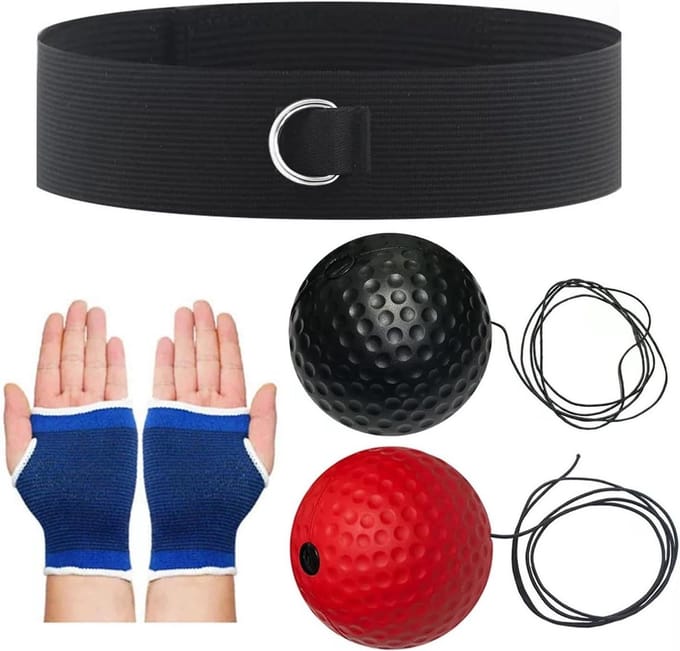 Inovra Plus - Reflexbal voor bokstraining en martial arts met handschoenen voor reactievermogen en fitness workout.