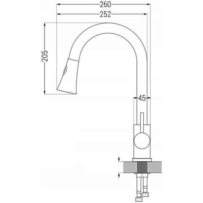Silla SEM-2102 – Keukenkraan – Flexibele Uittrekbare Uitloop – Gouden Afwerking – Messing Constructie