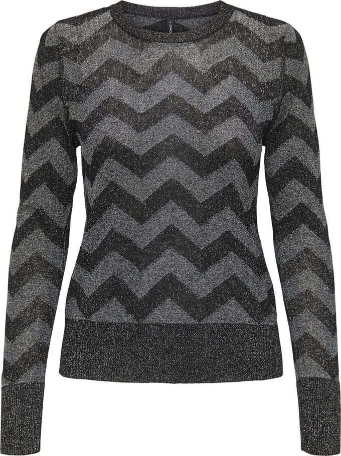 Only Trui Onljillo Ls Zigzag O-neck Glitter K 15358443 Black/silver Dames Maat - S