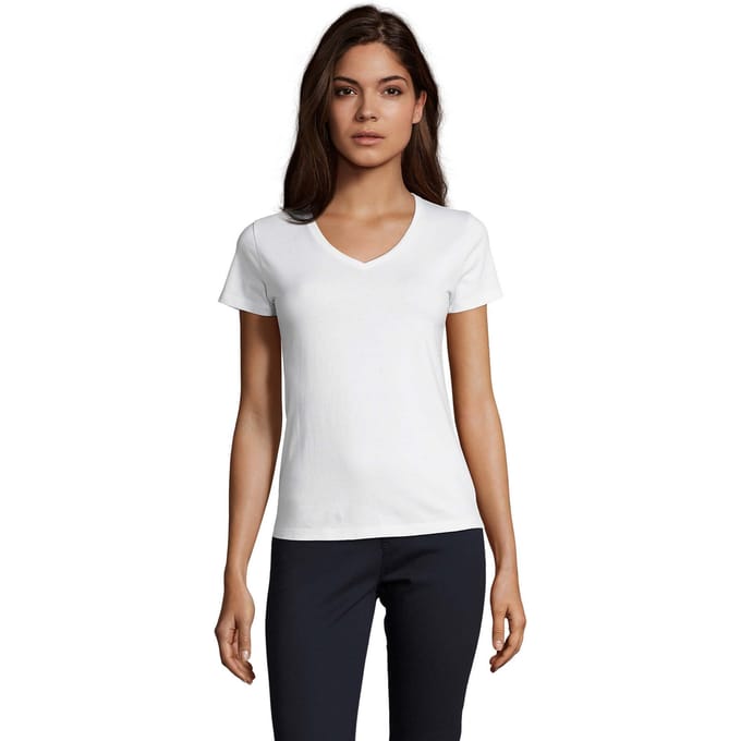 SOLS Dames/Dames Imperial V Hals T-shirt (Wit)