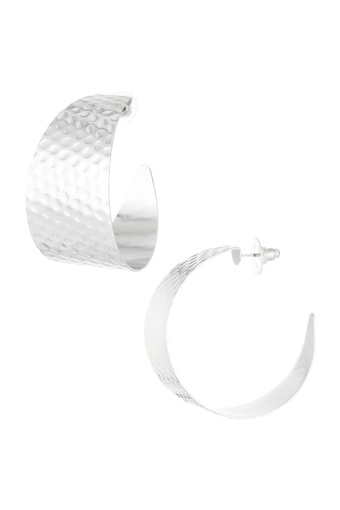 Oorbellen rondjes print - zilver