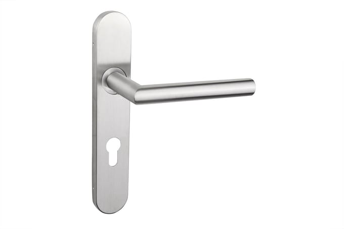Lavuzo deurkruk Mantua RVS met afgerond schild PC72 | Per set | Deurklink met schild