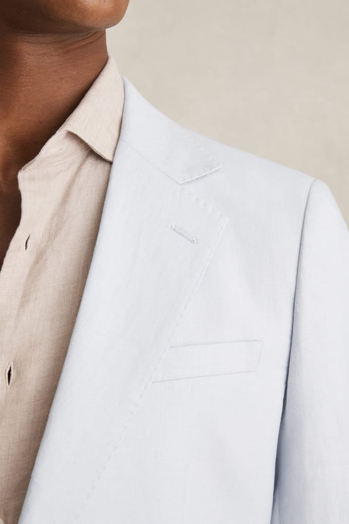 Reiss Sb 2b Notch Linen Blazer Soft Blue Größe: 42 | Blazer Outlet | Herren | Weiß