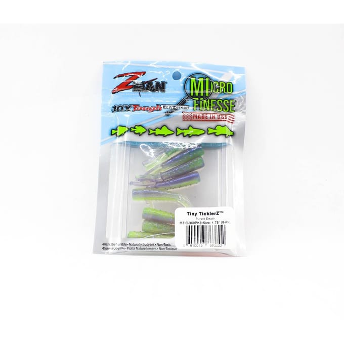 Zman zacht kunstaas Tiny TicklerZ 1,75 inch 8/pack paarse dood (3802)