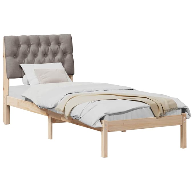 vidaXL - Bedframe - met - Gevoerde - Hoofdbord - Bruin - 75 - x - 190 - cm