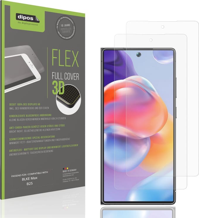 dipos FLEX – 2x Matte Screenprotector geschikt voor BLKE Max B25 | Volledige Schermbescherming | Case-Friendly