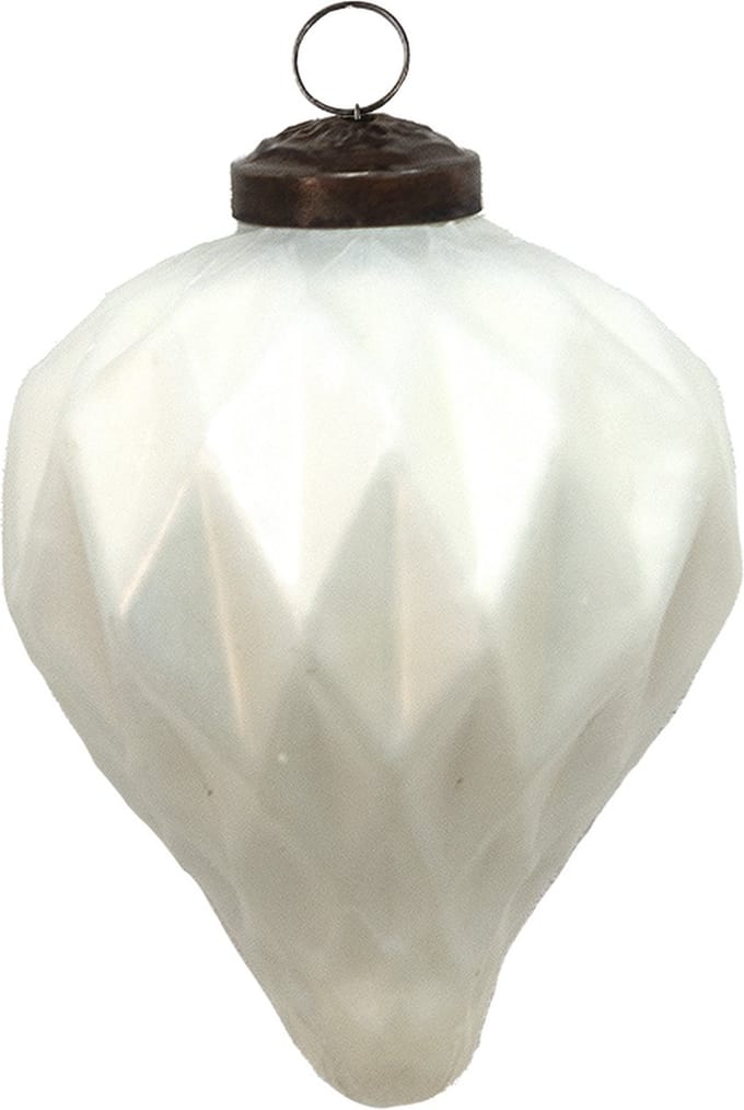 Clayre & Eef Kerstbal Overig Ø 7 cm Wit Glas Kerstballen