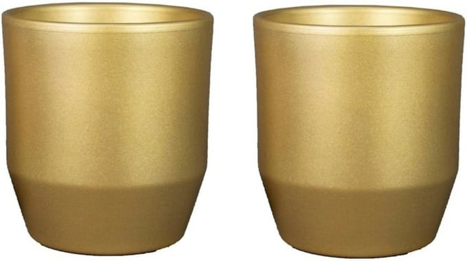 2x bela arte bloempot/plantenpot - keramiek - goud glans - d19-h18 cm