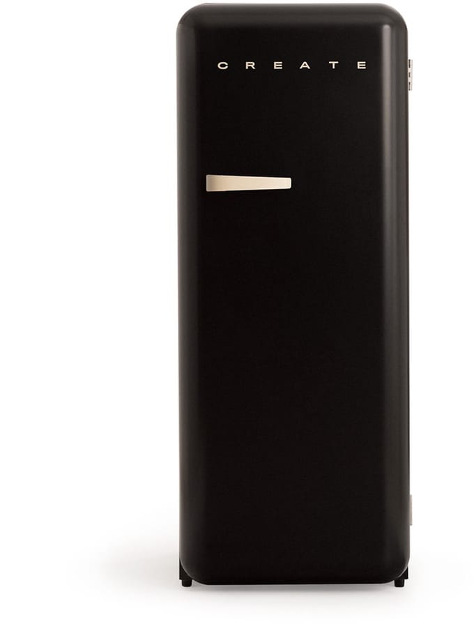 CREATE - Koelkast in retrostijl - Zwart - Handvat Zand - FRIDGE RETRO 281L