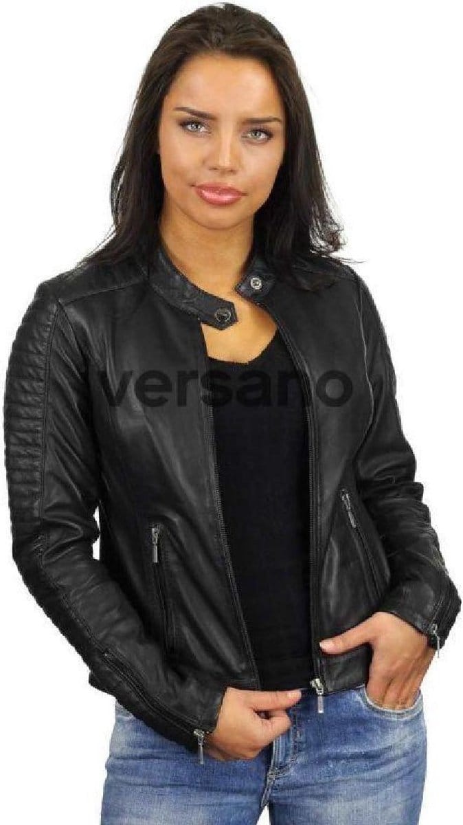 Versano Atlanta Leren Dames Bikerjack Dames Jas S - Zwart