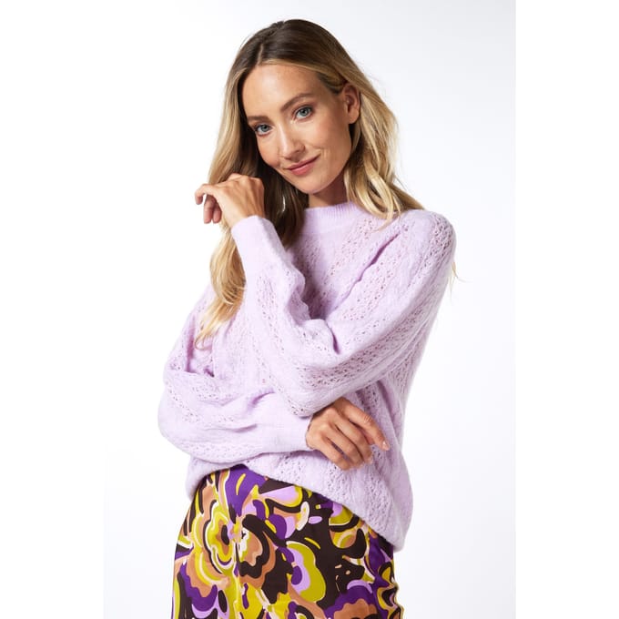 EsQualo Sweater Cable Ajour Lilac Taglia: S | Maglioni a maglia Outlet | Donna | Viola