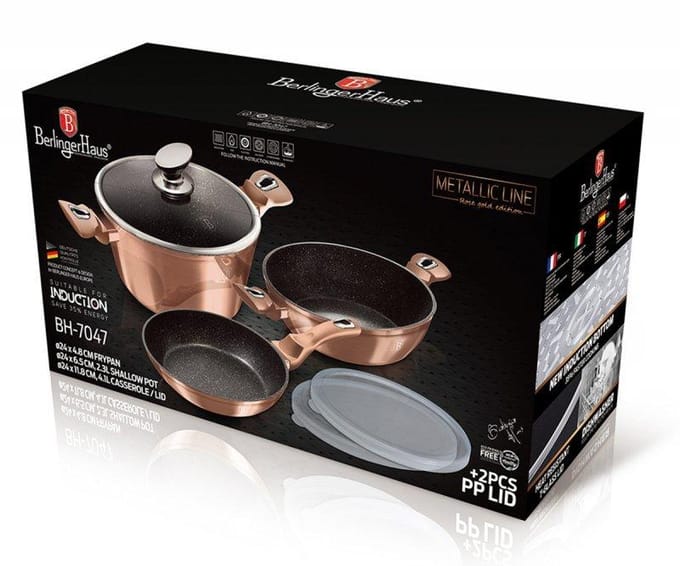 Berlinger Haus Rose Gold Edition - Pannenset - Granieten Coating - Inductie - Soft Touch Handvatten